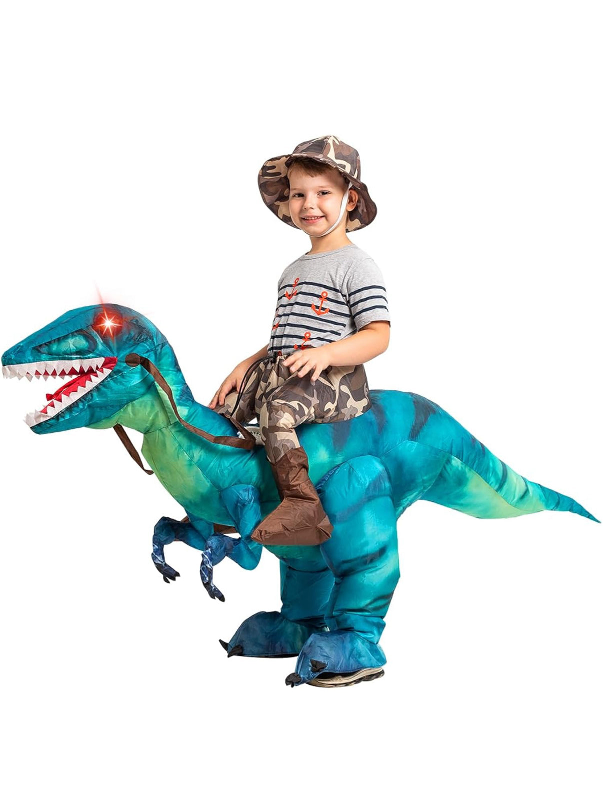 Animal Cartoon Riding T-Rex Inflatable Costume