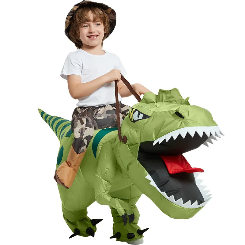Animal Cartoon Riding T-Rex Inflatable Costume