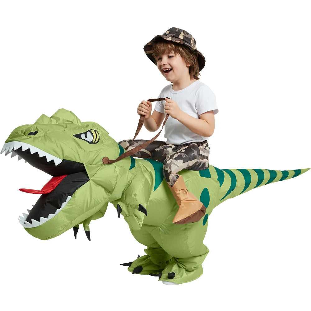Animal Cartoon Riding T-Rex Inflatable Costume
