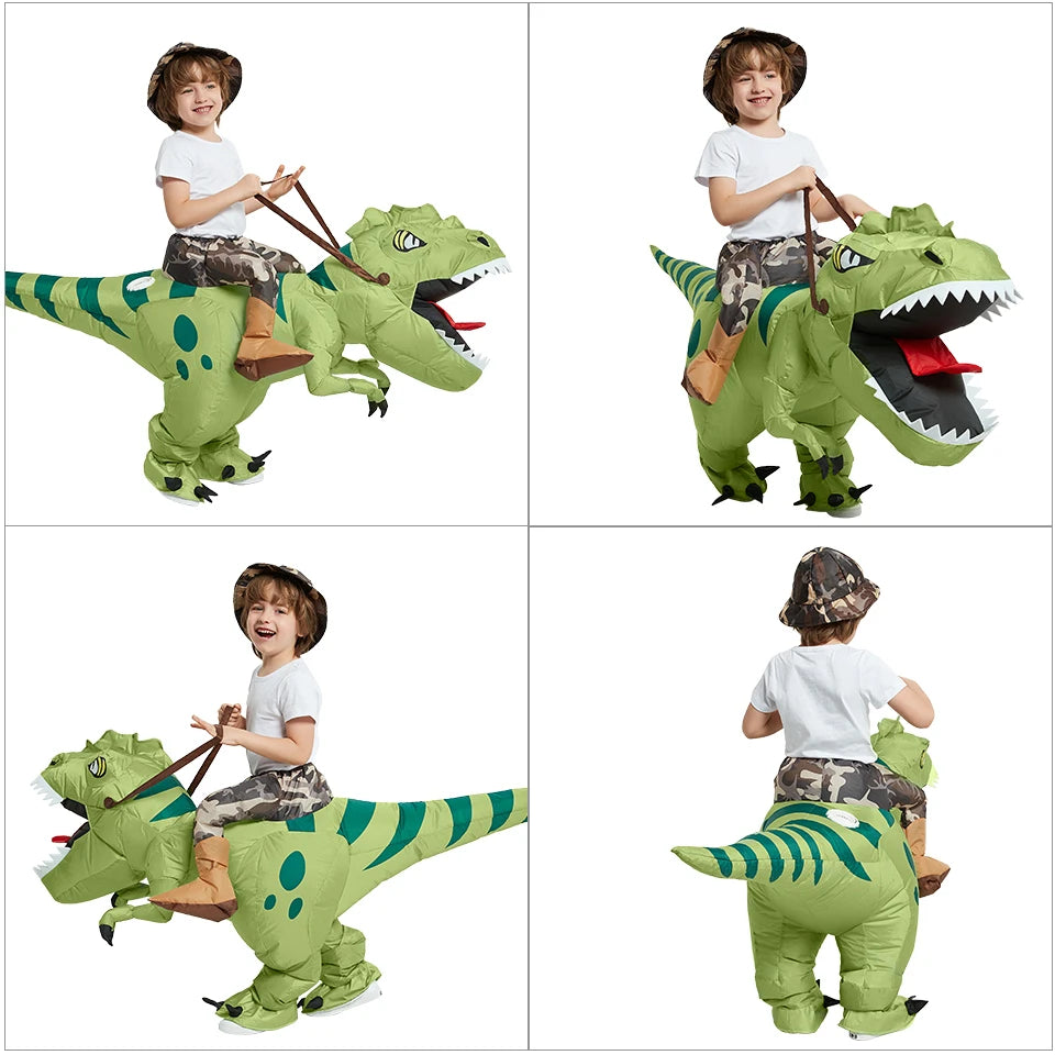 Animal Cartoon Riding T-Rex Inflatable Costume