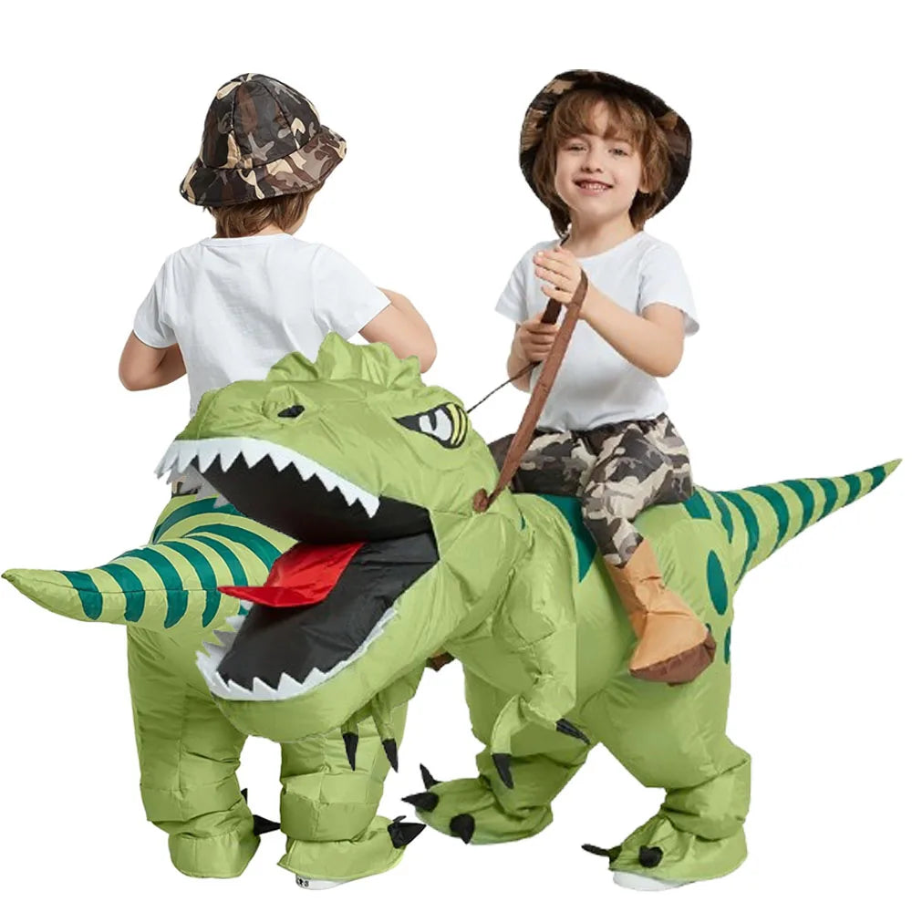 Animal Cartoon Riding T-Rex Inflatable Costume